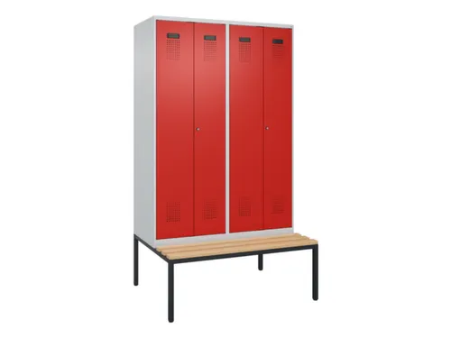 locker met bank,voor scheiding van kleding,HxBxD 2120x1200x815mm,4vak