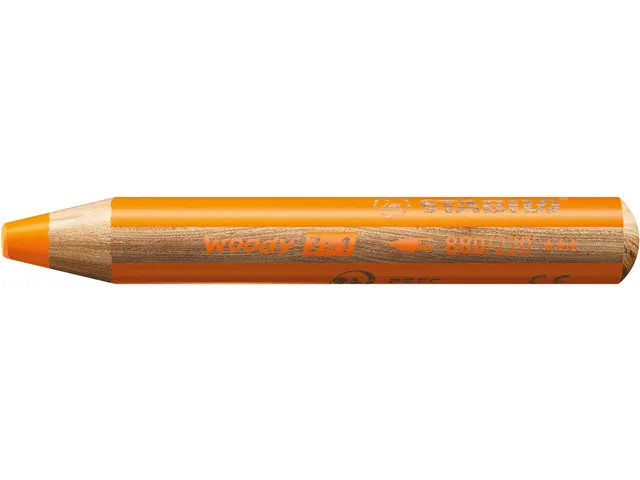 Crayon de couleur STABILO 880 woody 3-en-1 multi-surfaces orange