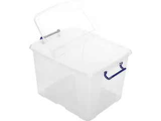Opbergbox 40 Liter Plastic Transparant Met Gedeelde Deksel - 1