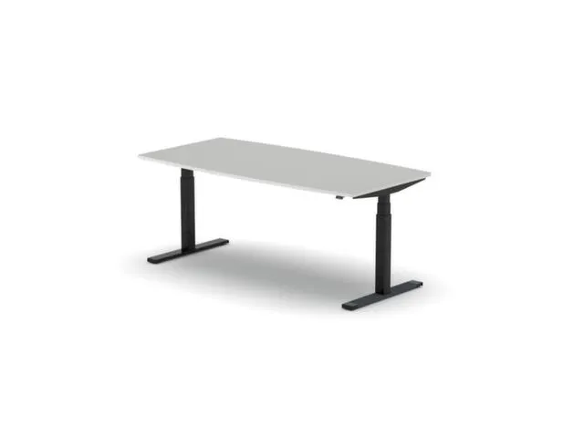 Elektrisch ihv Vergadertafel Vatvorm 1800x800mm Zwart+ Lichtgrijs Blad