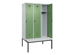locker met bank,HxBxD 2120x1200x815mm,3vak,vak B 400mm,draaigrendel