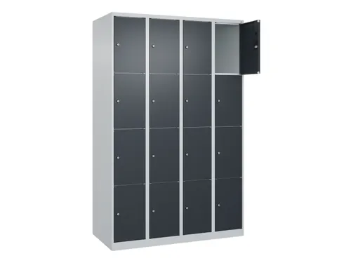 lockerkast,HxBxD 1850x1200x500mm,4x4vakken,vak B 300mm,cil.-slot