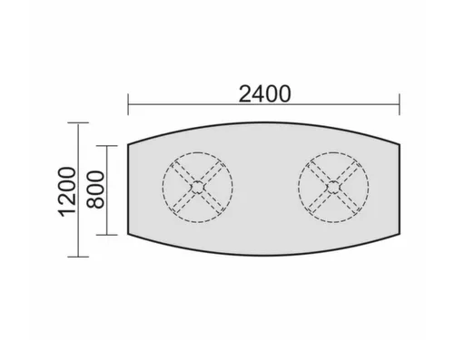 vergadertafel,HxBxD 720x2400x800mm,vatvormig