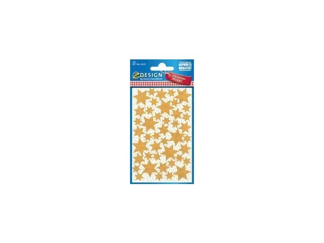 Étiquette en papier Z-design Noël 2 feuilles étoiles doré