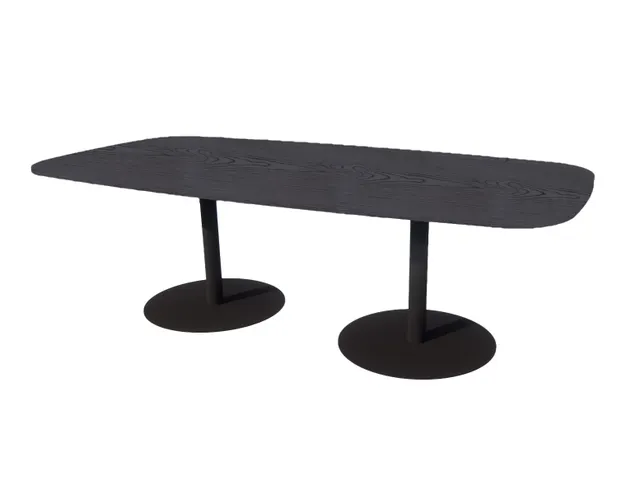 Linesto vergadertafel 240x120 deens ovaal houtprint schaduw 25mm zwart