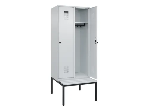 locker met bank,HxBxD 2120x800x815mm,2vak,vak B 400mm,draaigrendel
