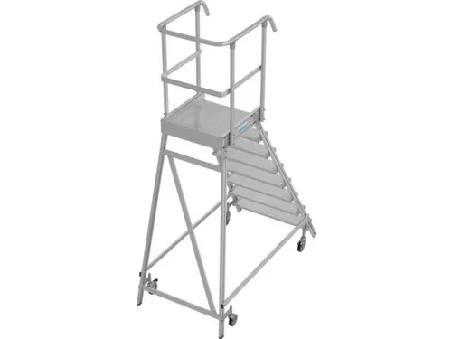 bordestrap,verrijdbaar,bordes H 1,95m,8treden,aluminium,4zwenkwielen