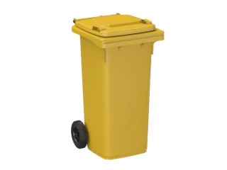 container,120l,HxBxD 933x500x550mm,deksel geel,romp HDPE geel,2wielen - 1
