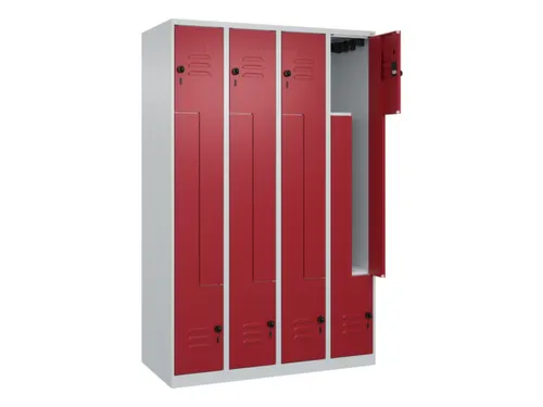 Z-garderobekast,HxBxD 1850x1200x500mm,vak B 150/300mm,draaigrendel