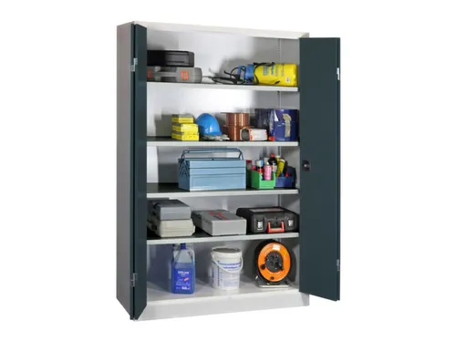 Vouwdeurkast 1950x1200x600mm 4legborden Verzinkt Ral7035 Front Ral7016
