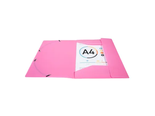 Elastomap 3 kleppen polypropyleen 5/10de Ondoorschijnend A4 Fuchsia