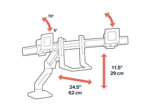HX Desk Dual Monitorarm 2 Schermen Mat Zwart
