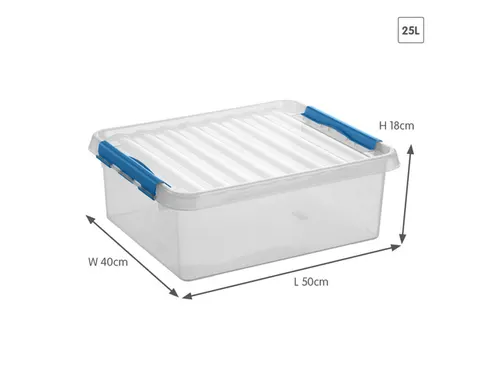 Q-line opbergbox 25L transparant blauw - 50c40c18cm