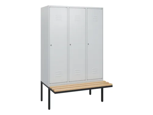 locker met bank,HxBxD 1950x1200x815mm,3vak,vak B 400mm,cil.-slot