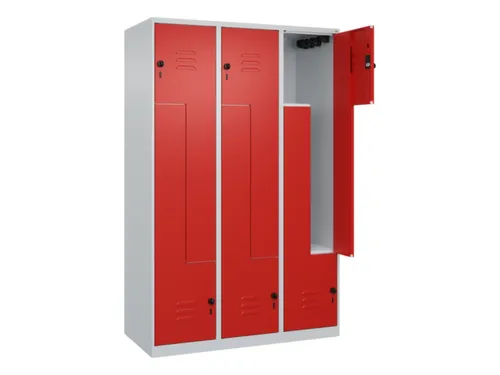 Z-garderobekast,HxBxD 1850x1200x500mm,vak B 200/400mm,draaigrendel
