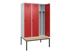 locker met bank,voor scheiding van kleding,HxBxD 2120x1200x815mm,3vak