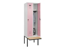 locker met bank,HxBxD 2120x600x815mm,2vak,vak B 300mm,draaigrendel