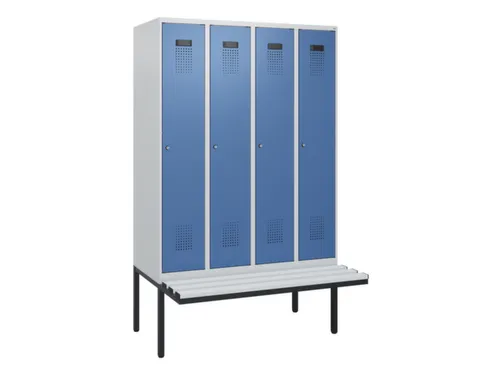 locker met bank,HxBxD 1950x1200x815mm,4vak,vak B 300mm,cilinderslot