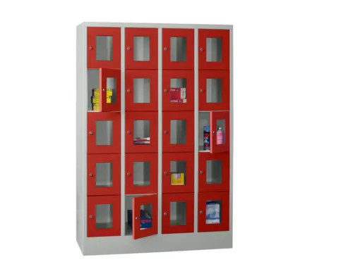 lockerkast,HxBxD 1850x1200x500mm,4x5vakken,RAL7035,front RAL3000