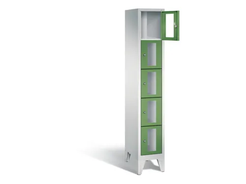 Lockerkast 1850x320x500mm 1x5 vakken Cilinderslot Poten, RAL6011