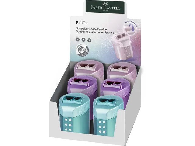 Puntenslijper Faber-Castell RollOn sparkle duo display 6 stuks assorti