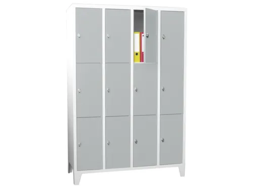 lockerkast,RAL 7035,HxBxD 1850x1200x500mm,4x3vakken,vak B 300mm