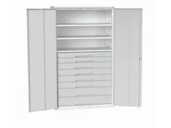 universele kast,HxBxD 2000x1300x550mm,3xStalen bodem,8lade(n)