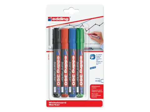 Viltstift Edding 360 Whiteboard Rond Assorti 1.5-3mm 4stuks Blis