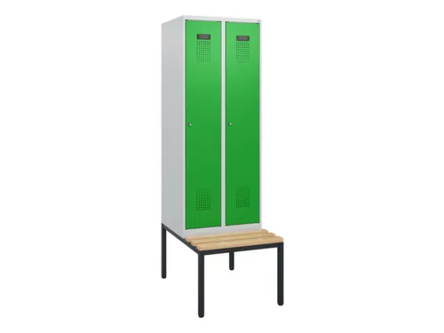 locker met bank,HxBxD 1950x600x815mm,2vak,vak B 300mm,cilinderslot