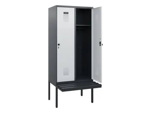 locker met bank,HxBxD 1950x800x815mm,2vak,vak B 400mm,draaigrendel