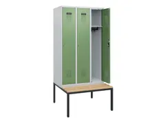 locker met bank,HxBxD 1950x900x815mm,3vak,vak B 300mm,cilinderslot
