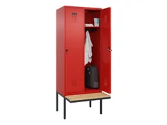 locker met bank,HxBxD 2120x800x815mm,2vak,vak B 400mm,draaigrendel
