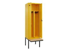 PBM-locker met bank,HxBxD 2120x600x815mm,2vak,vak B 300mm,draaigrendel