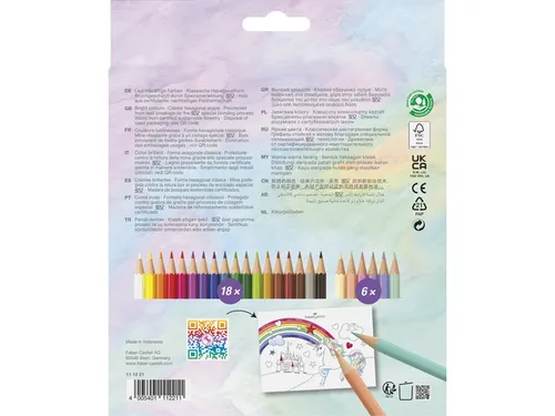 Kleurpotlood Faber-Castell Unicorn zeskantig 18 stuks Kleuren + 6 past