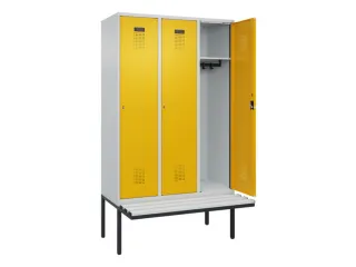 locker met bank,HxBxD 2120x1200x815mm,3vak,vak B 400mm,cilinderslot - 1