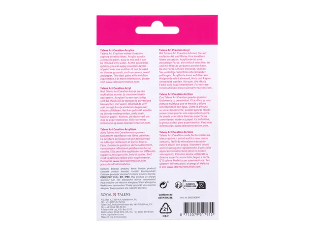 Peinture acrylique Talens Art Creation set 8 couleurs 12ml