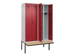 locker met bank,voor scheiding van kleding,HxBxD 2120x1200x815mm,4vak