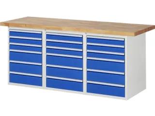 werkbank,HxBxD 890x2000x700mm,beukblad,draagverm. 750kg,3containers - 1
