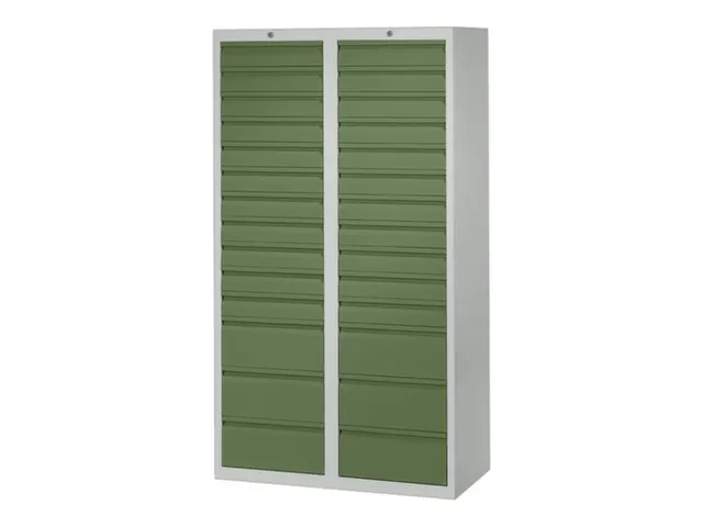 ladekast HxBxD 1800x1000x500mm 28laden RAL7035 front RAL6011