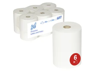 Handdoekrol Scott Slimroll 1-laags 190m wit 6697 - 1