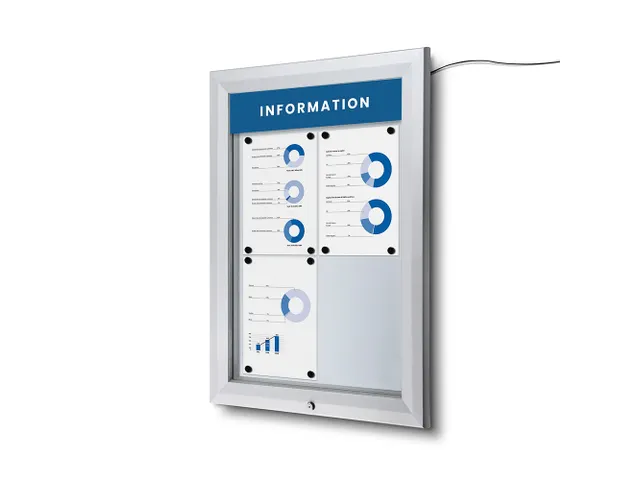 Outdoor mededelingenbord 4x A4 met logopaneel LED verlicht