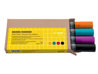 Whiteboardstift Sigel 2-3mm rond assorti zwart/cyan/magenta/oranje - 1