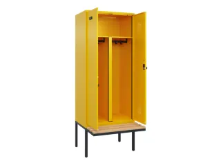 PBM-locker met bank,HxBxD 2120x800x815mm,2vak,vak B 400mm,draaigrendel - 1