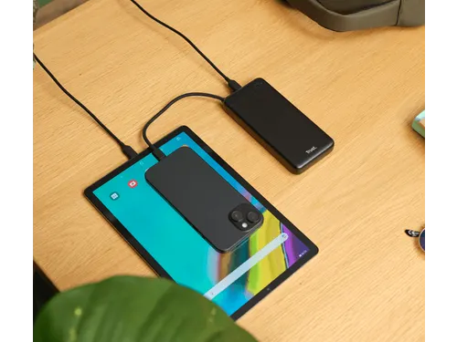 Powerbank Trust Fiera 20.000 met kabel 2 USB-poorten zwart