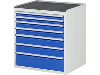 ladekast 825x770x650mm 7laden cilinderslot RAL7035 RAL5010 metaal - 1