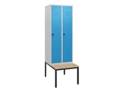 locker met bank,HxBxD 1950x600x815mm,2vak,vak B 300mm,draaigrendel