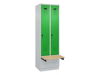 locker met bank,HxBxD 1950x600x815mm,2vak,vak B 300mm,draaigrendel - 2