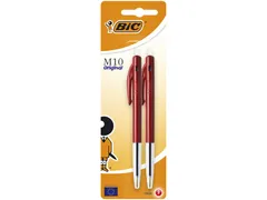 Balpen Bic M10 medium rood bister à 2 stuks