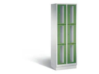 Lockerkast 1800x610x500mm 2x3 vakken Cilinderslot, Sokkel, RAL6011 - 2