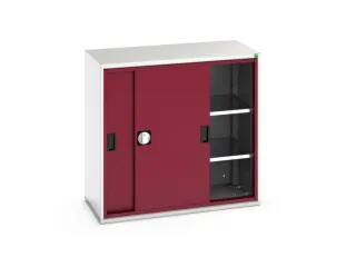 werkplaatskast 1000x1050x550mm 2xStalen bodem RAL7035 front RAL3004 - 1